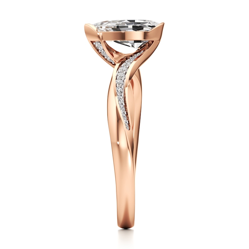 Main Image 3 of J'Lure Pear Step-Cut Lab-Grown Diamond Bypass Engagement Ring 1-1/6 ct tw 18K Rose Gold