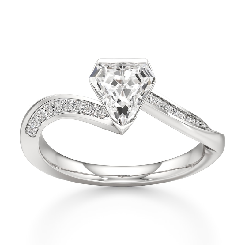 Main Image 1 of J'Lure Shield Step-Cut Lab-Grown Diamond Bypass Engagement Ring 1-1/6 ct tw 18K White Gold