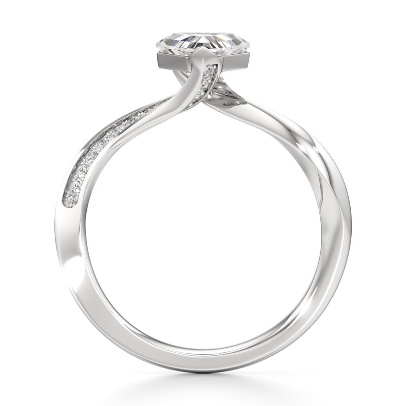 Main Image 2 of J'Lure Shield Step-Cut Lab-Grown Diamond Bypass Engagement Ring 1-1/6 ct tw 18K White Gold