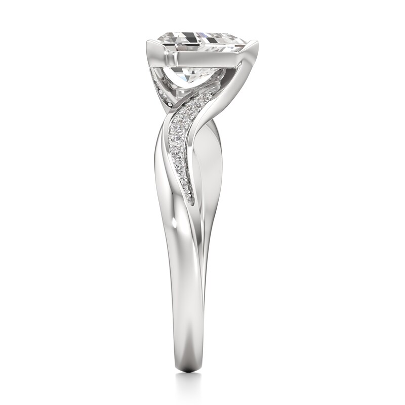 Main Image 3 of J'Lure Shield Step-Cut Lab-Grown Diamond Bypass Engagement Ring 1-1/6 ct tw 18K White Gold
