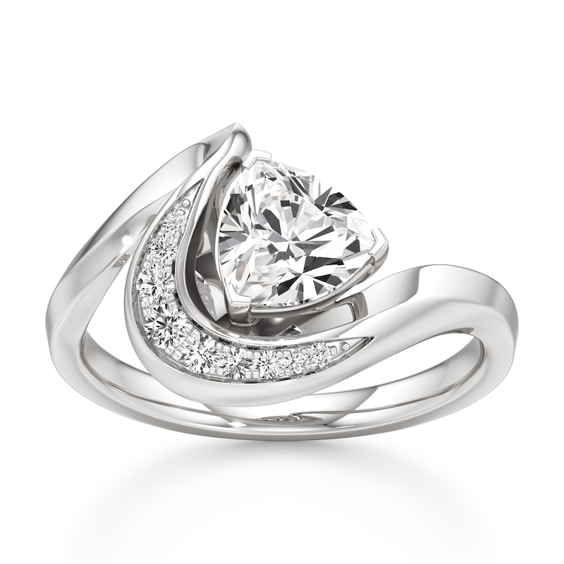 Main Image 1 of J'Lure Trillion Curved Brilliant-Cut Lab-Created Diamond Engagement Ring 1 ct tw 18K White Gold