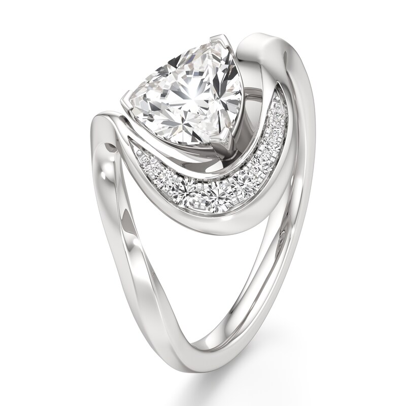Main Image 4 of J'Lure Trillion Curved Brilliant-Cut Lab-Created Diamond Engagement Ring 1 ct tw 18K White Gold
