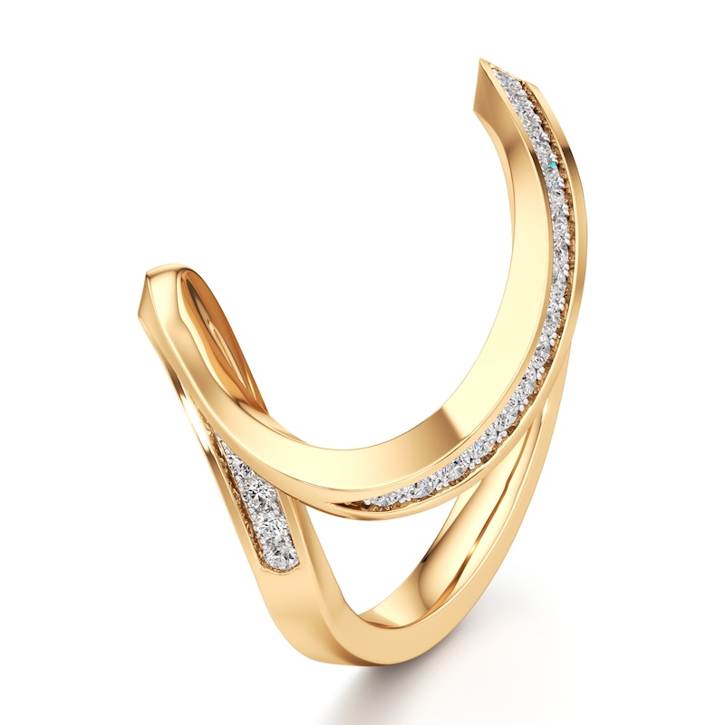 Main Image 4 of J'Lure Lab-Grown Diamond Contour Wedding Band 1/6 ct tw 18K Yellow Gold