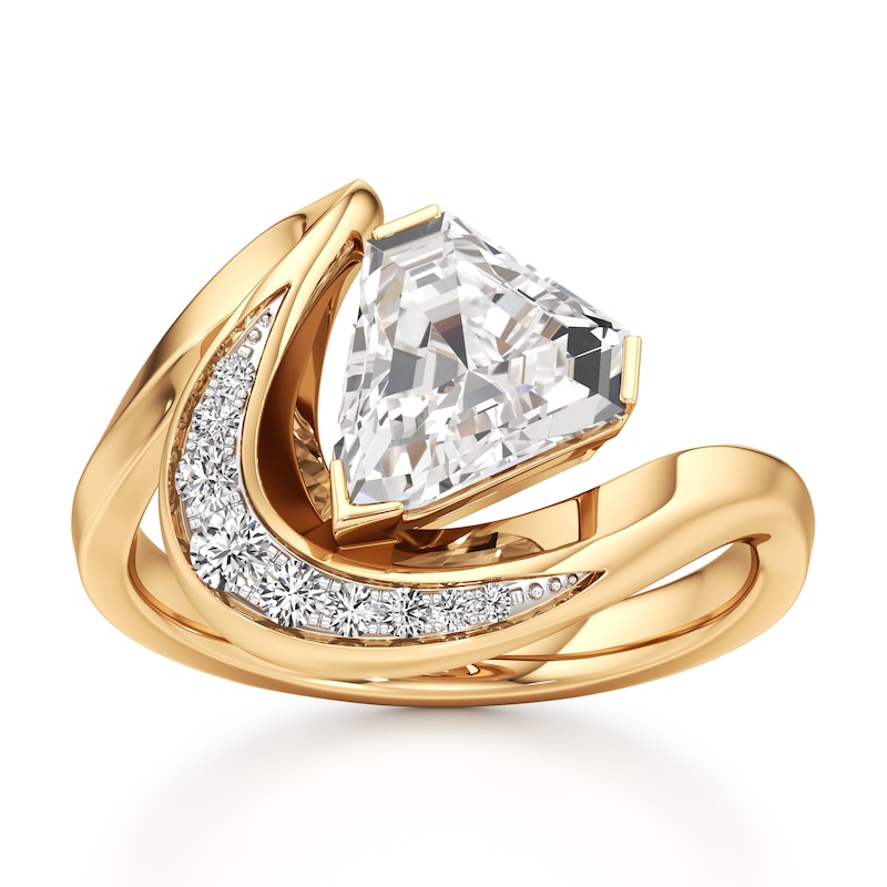 Main Image 1 of J'Lure Shield Step-Cut Lab-Grown Diamond Engagement Ring 2 ct tw 18K Yellow Gold