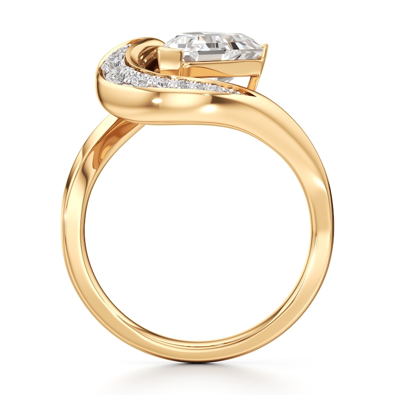 Main Image 2 of J'Lure Shield Step-Cut Lab-Grown Diamond Engagement Ring 2 ct tw 18K Yellow Gold
