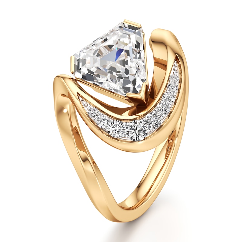 Main Image 4 of J'Lure Shield Step-Cut Lab-Grown Diamond Engagement Ring 2 ct tw 18K Yellow Gold