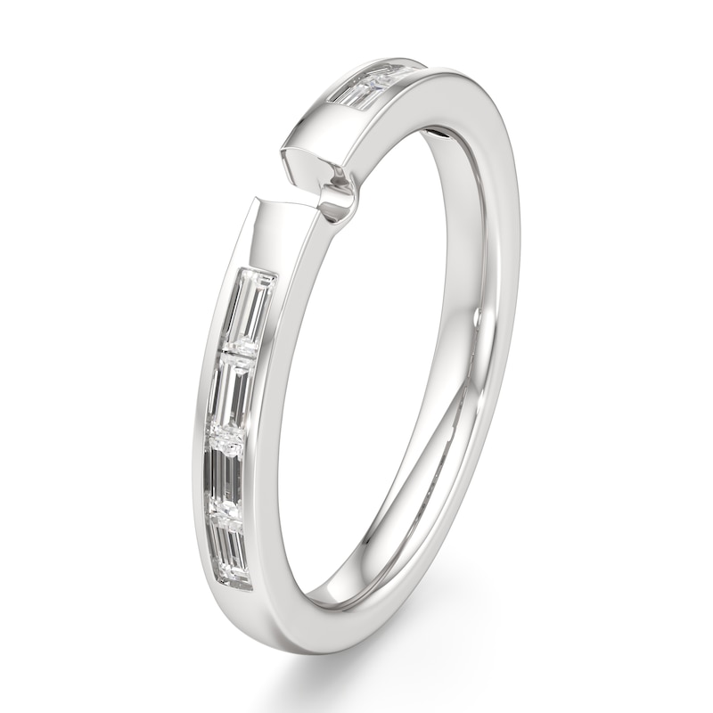 Main Image 4 of J'Lure Baguette-Cut Lab-Grown Diamond Contour Wedding Band 1/3 ct tw 18K White Gold