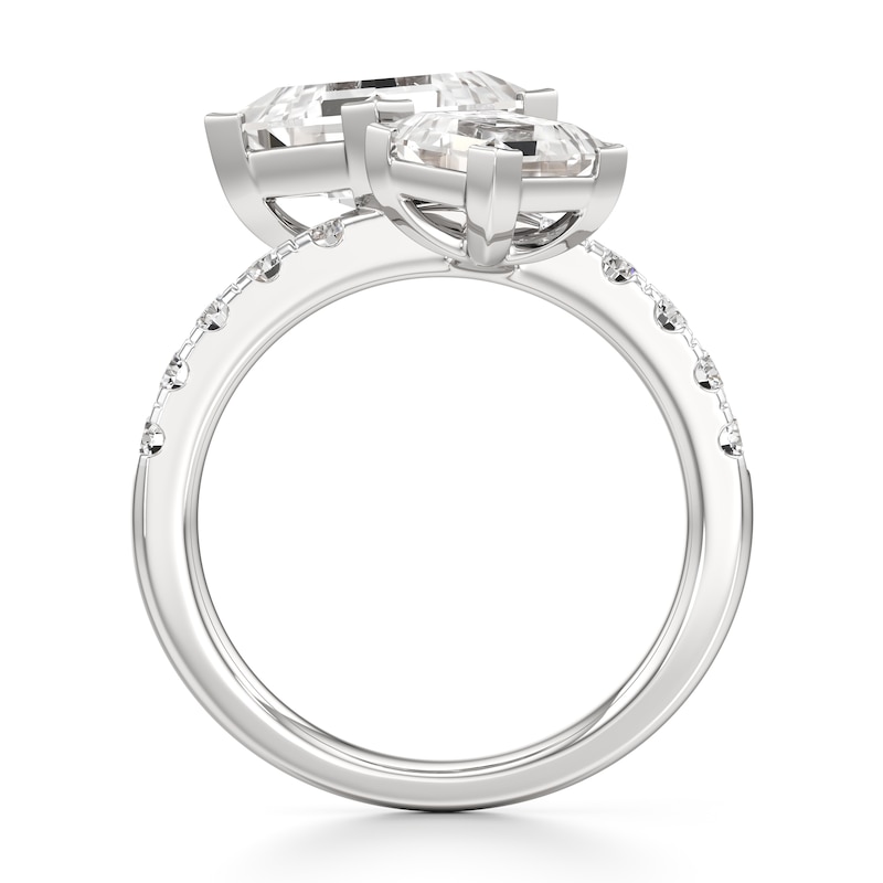 Main Image 2 of J'Lure Carre Step-Cut Two-Stone Lab-Grown Diamond Engagement Ring 4-5/8 ct tw 18K White Gold