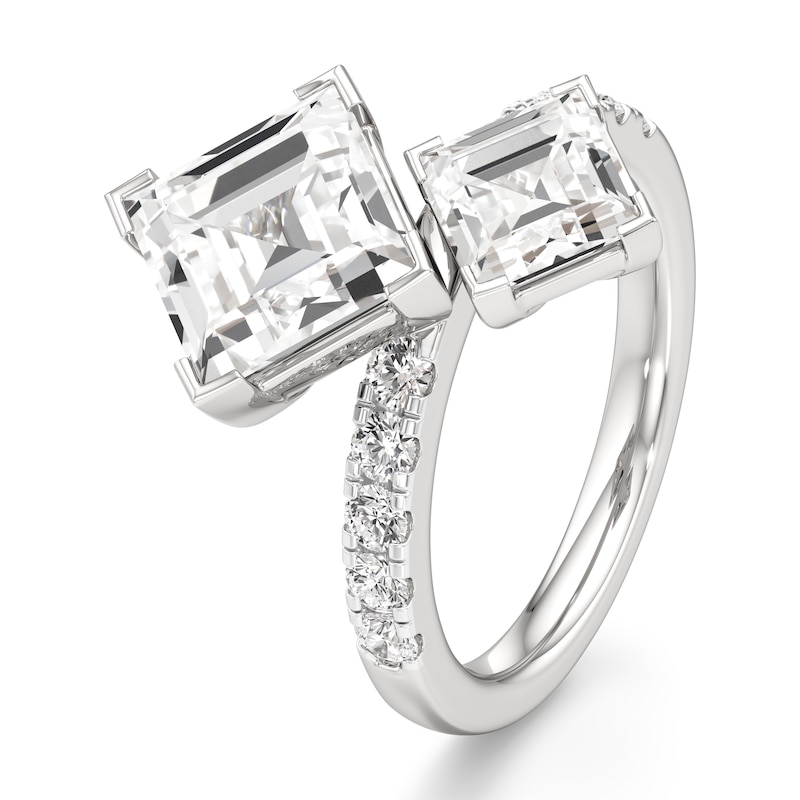 Main Image 4 of J'Lure Carre Step-Cut Two-Stone Lab-Grown Diamond Engagement Ring 4-5/8 ct tw 18K White Gold