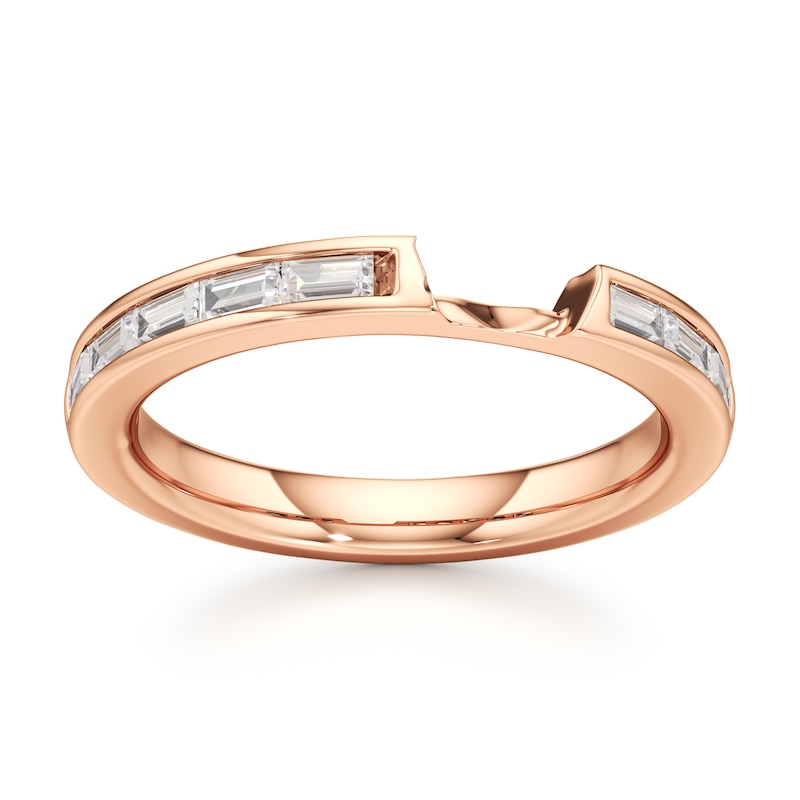Main Image 1 of J'Lure Baguette-Cut Lab-Created Diamond Contour Wedding Band 3/8 ct tw 18K Rose Gold