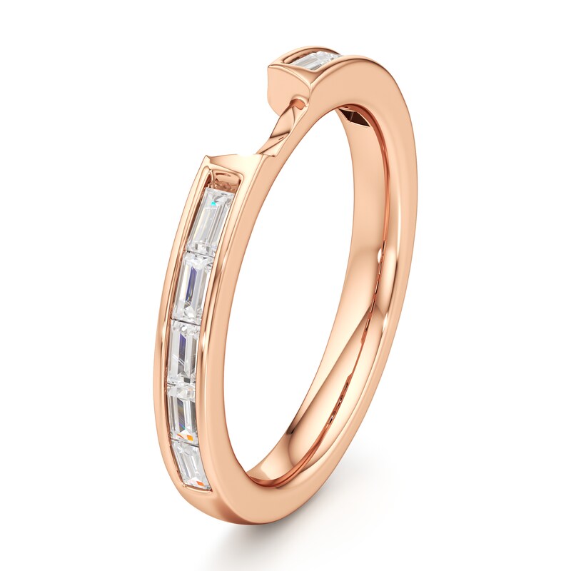 Main Image 4 of J'Lure Baguette-Cut Lab-Created Diamond Contour Wedding Band 3/8 ct tw 18K Rose Gold