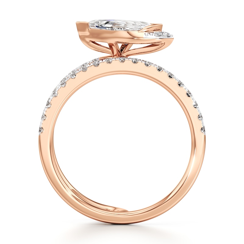 Main Image 2 of J'Lure Leaf Step-Cut Lab-Grown Diamond Spiral Engagement Ring 1-3/8 ct tw 18K Rose Gold