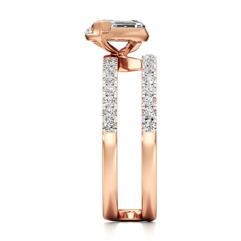 Main Image 3 of J'Lure Leaf Step-Cut Lab-Grown Diamond Spiral Engagement Ring 1-3/8 ct tw 18K Rose Gold