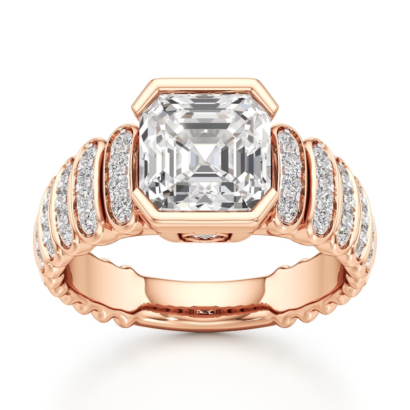 Main Image 1 of J'Lure Square-Emerald Step-Cut Lab-Created Diamond Engagement Ring 3-1/2 ct tw 18K Rose Gold