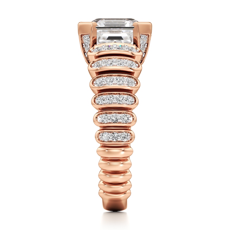 Main Image 3 of J'Lure Square-Emerald Step-Cut Lab-Created Diamond Engagement Ring 3-1/2 ct tw 18K Rose Gold