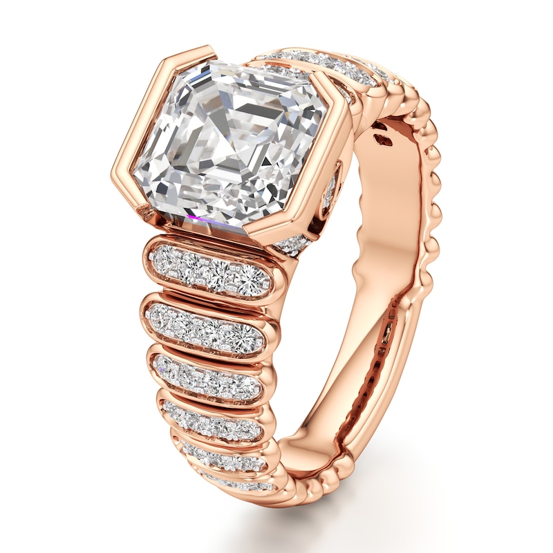 Main Image 4 of J'Lure Square-Emerald Step-Cut Lab-Created Diamond Engagement Ring 3-1/2 ct tw 18K Rose Gold