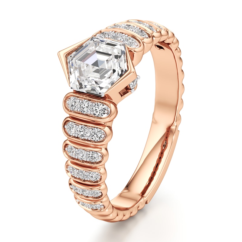 Main Image 4 of J'Lure Hexagon Step-Cut Lab-Grown Diamond Engagement Ring 1-1/4 ct tw 18K Rose Gold