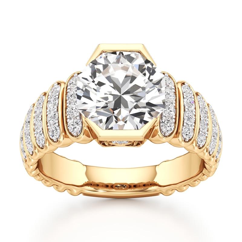 Main Image 1 of J'Lure Octagon Brilliant-Cut Lab-Grown Diamond Engagement Ring 3-3/8 ct tw 18K Yellow Gold
