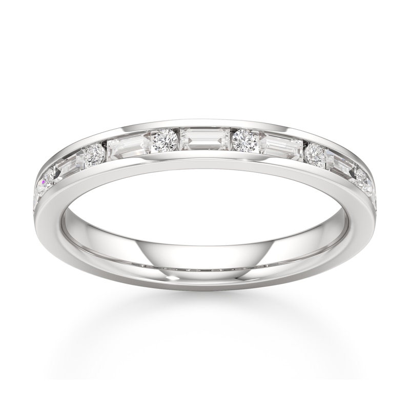 Main Image 1 of J'Lure Baguette & Round-Cut Lab-Created Diamond Wedding Band 3/8 ct tw 18K White Gold
