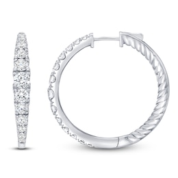 Lab-Grown Diamond Graduated Hoop Earrings 2 ct tw 10K White Gold