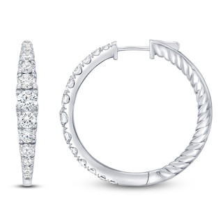 Lab-Grown Diamond Graduated Hoop Earrings 2 ct tw 10K White Gold