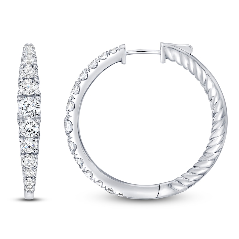 Main Image 1 of Lab-Grown Diamond Graduated Hoop Earrings 2 ct tw 10K White Gold
