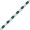 Thumbnail Image 2 of Rectangle-Cut Lab-Created Emerald & White Lab-Created Sapphire Bracelet Sterling Silver 7.25"