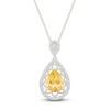 Thumbnail Image 1 of Pear-Shaped Natural Citrine & Diamond Necklace 1/10 ct tw Sterling Silver 18"