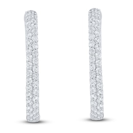 Lab-Grown Diamond Two-Row Inside-Out Oval Hoop Earrings 3 ct tw 10K White Gold