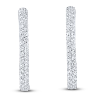 Lab-Grown Diamond Two-Row Inside-Out Oval Hoop Earrings 3 ct tw 10K White Gold