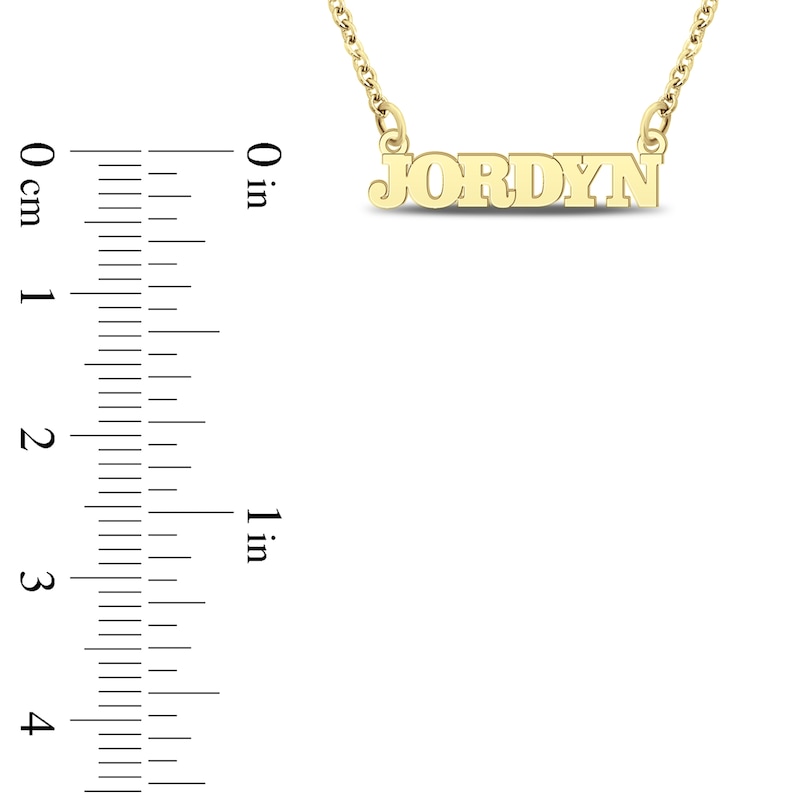 Main Image 4 of Block Name Necklace 24K Yellow Gold-Plated Sterling Silver 18"