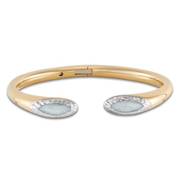 Italia D'Oro Colori Costa White Enamel Cuff Bracelet 14K Yellow Gold 6.75"