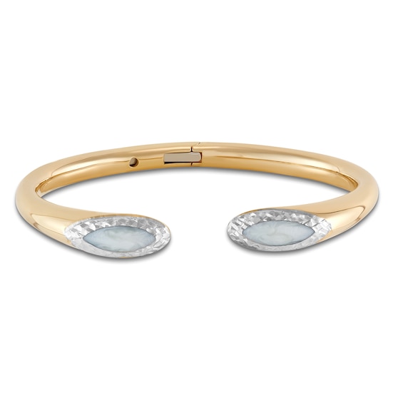 Italia D'Oro Colori Costa White Enamel Cuff Bracelet 14K Yellow Gold 6.75"