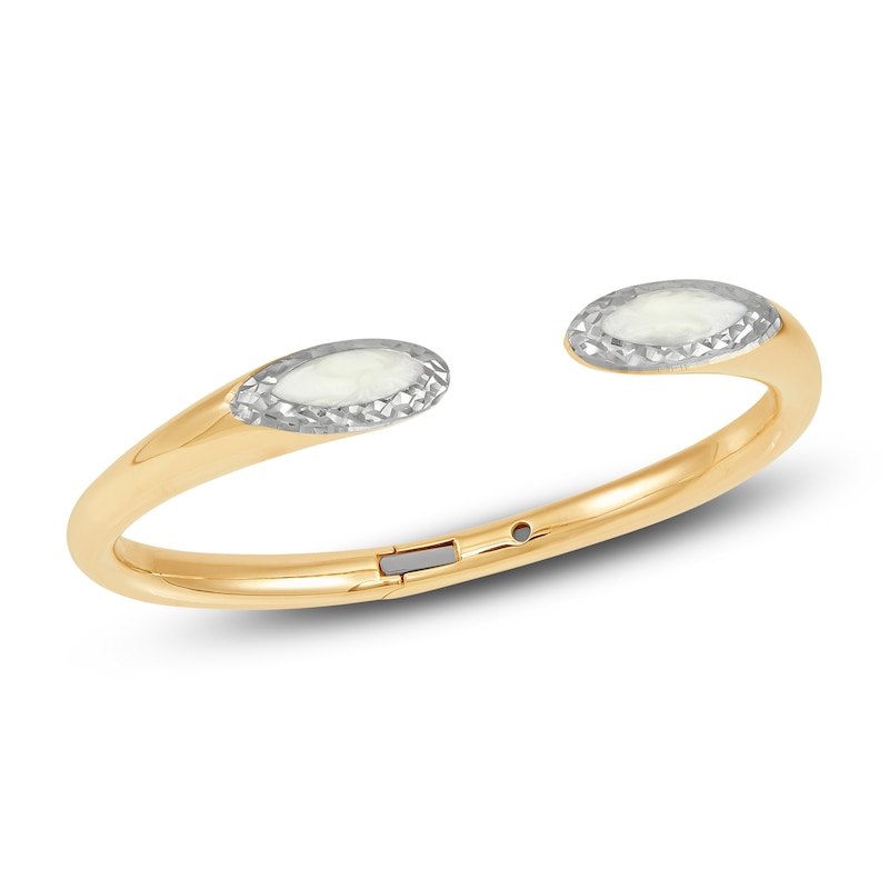 Main Image 2 of Italia D'Oro Colori Costa White Enamel Cuff Bracelet 14K Yellow Gold 6.75"