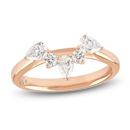 Storied Diamond Desert Sands of Eternity Pear-Shaped & Round-Cut Contour Anniversary Ring 5/8 ct tw 18K Rose Gold