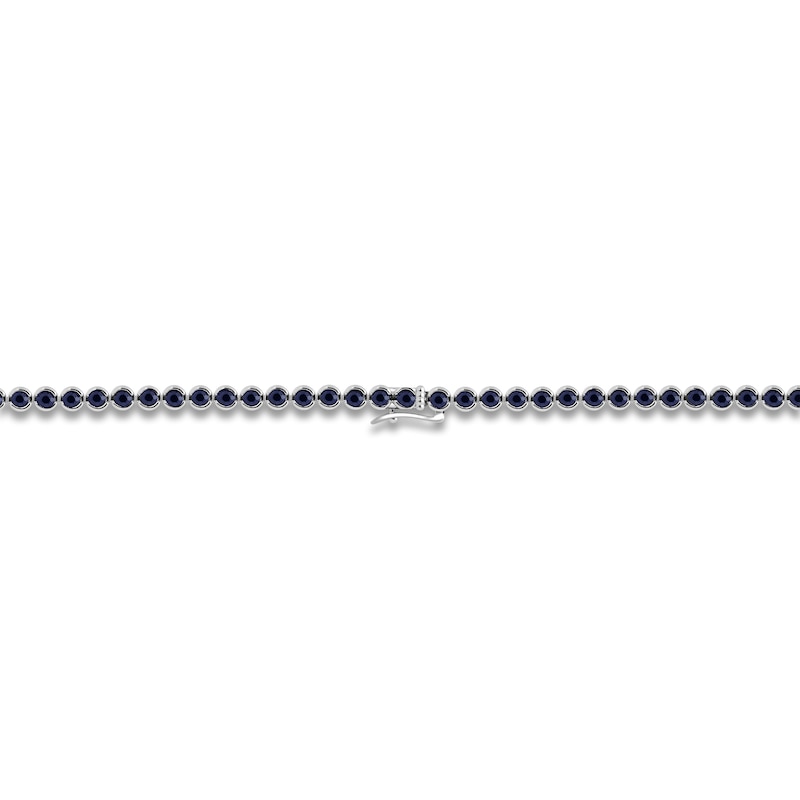 Main Image 4 of Natural Blue Sapphire Bezel-Set Tennis Necklace 14K White Gold 17"