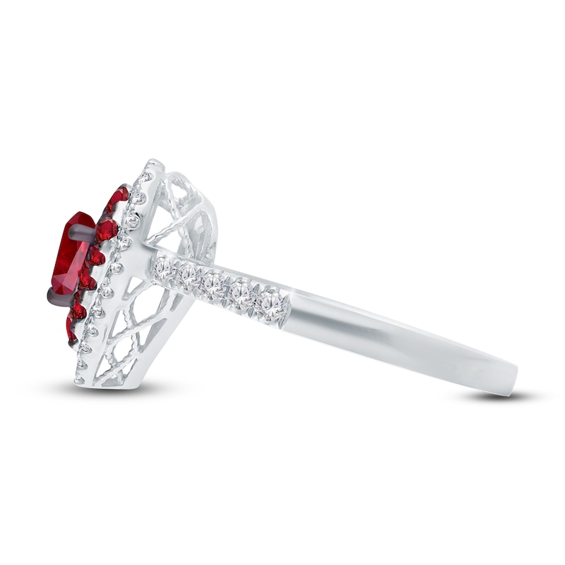 Main Image 3 of Kallati Heart-Shaped Natural Ruby & Diamond Ring 1/3 ct tw 14K White Gold
