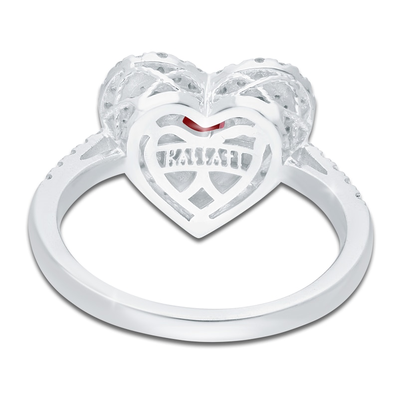 Main Image 4 of Kallati Heart-Shaped Natural Ruby & Diamond Ring 1/3 ct tw 14K White Gold