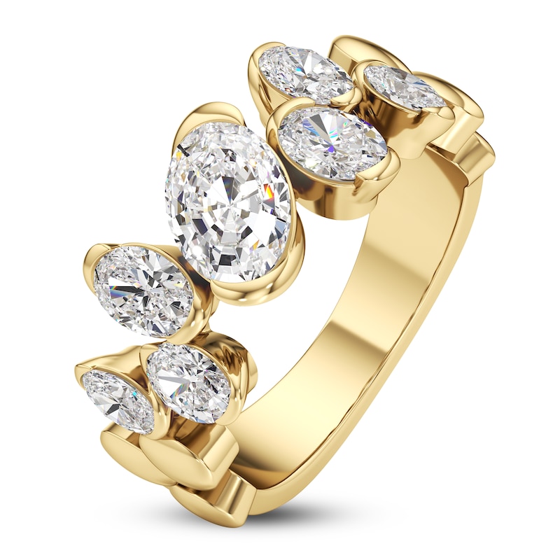 Main Image 2 of J'Lure Oval Step-Cut Lab-Grown Diamond Scatter Ring 2-1/4 ct tw 14K Yellow Gold
