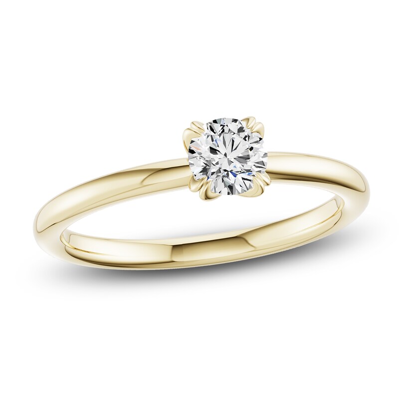 Main Image 1 of Certified Round-Cut Diamond Solitaire Engagement Ring 1/2 ct tw 14K Yellow Gold (I1/I)