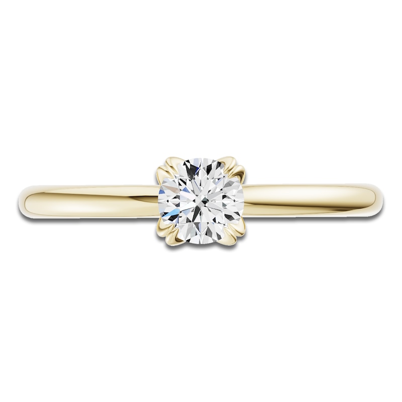 Main Image 3 of Certified Round-Cut Diamond Solitaire Engagement Ring 1/2 ct tw 14K Yellow Gold (I1/I)