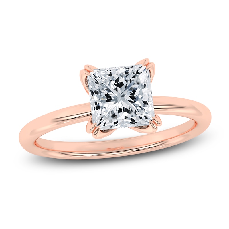 Main Image 1 of Certified Princess-Cut Diamond Solitaire Engagement Ring 2 ct tw 18K Rose Gold (SI2/G)