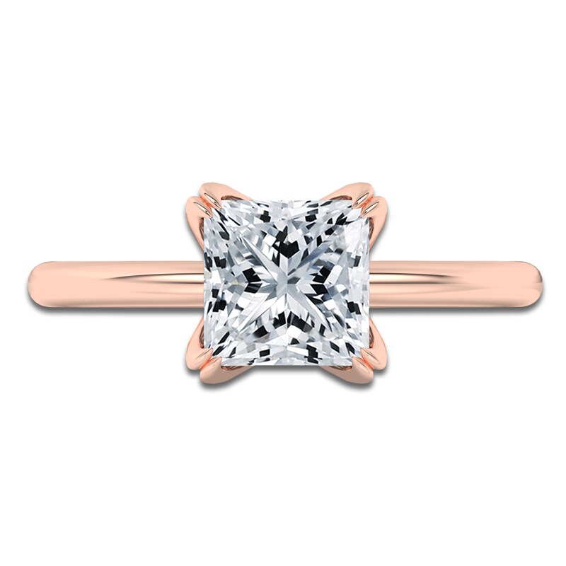 Main Image 2 of Certified Princess-Cut Diamond Solitaire Engagement Ring 2 ct tw 18K Rose Gold (SI2/G)