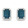 Thumbnail Image 1 of Rectangle-Cut Natural London Blue Topaz Stud Earrings 10K White Gold