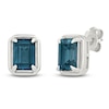 Thumbnail Image 2 of Rectangle-Cut Natural London Blue Topaz Stud Earrings 10K White Gold