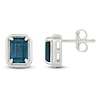 Thumbnail Image 3 of Rectangle-Cut Natural London Blue Topaz Stud Earrings 10K White Gold