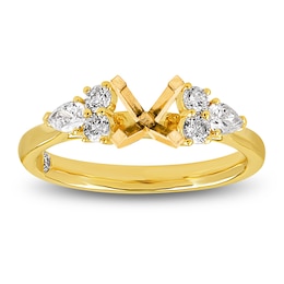 Storied Diamond Desert Sands of Eternity Pear-Shaped & Round-Cut Trios Engagement Ring Setting 1/2 ct tw 18K Yellow Gold