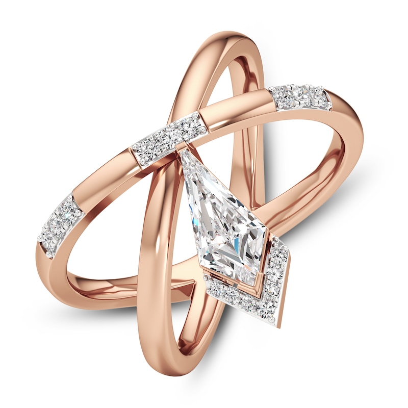 Main Image 2 of J'Lure Kite Step-Cut Lab-Grown Diamond Orbit Ring 3/4 ct tw 14K Rose Gold