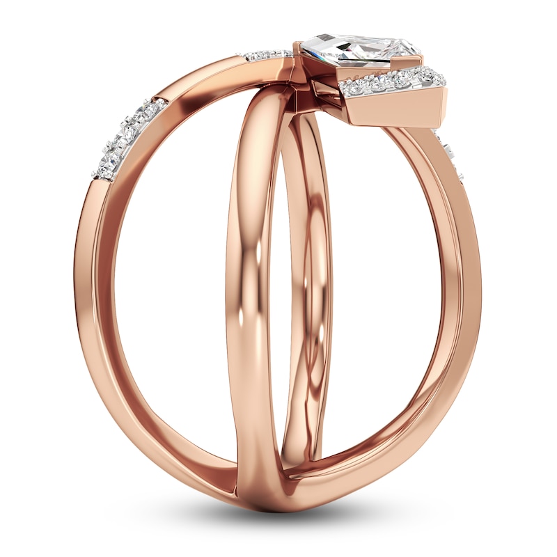 Main Image 3 of J'Lure Kite Step-Cut Lab-Grown Diamond Orbit Ring 3/4 ct tw 14K Rose Gold