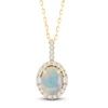 Thumbnail Image 1 of Oval-Cut Natural Opal & Diamond Necklace 1/5 ct tw 14K Yellow Gold 18"